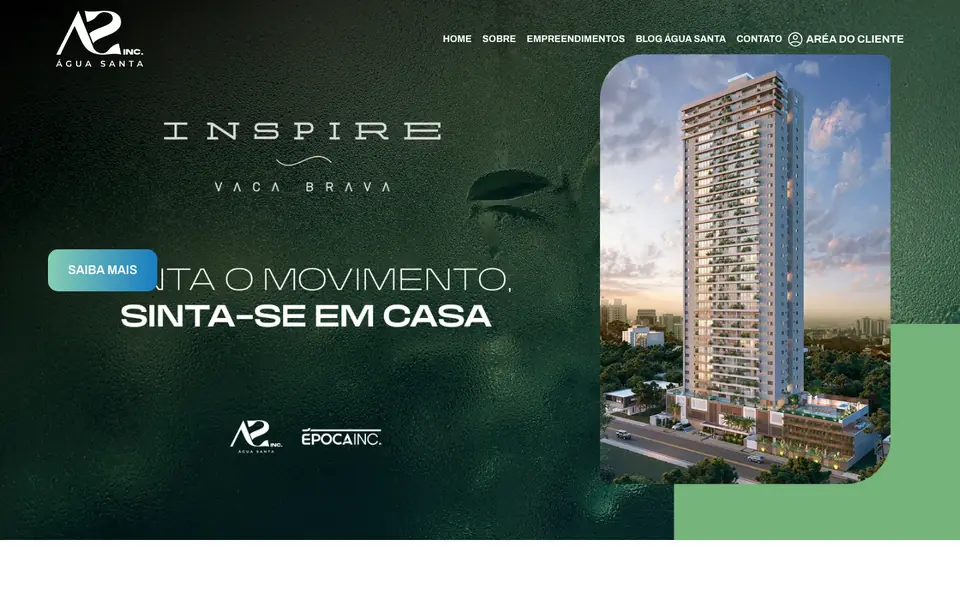 Site Água Santa Incorporadora desenvolvido pela Atom