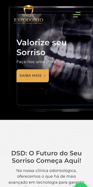 Site Expodonto na versão para celular