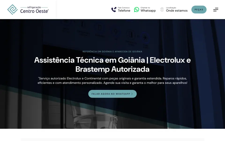 Site Refrigeração Centro Oeste desenvolvido pela Atom