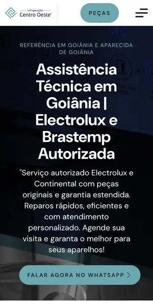 Site Refrigeração Centro Oeste na versão para celular