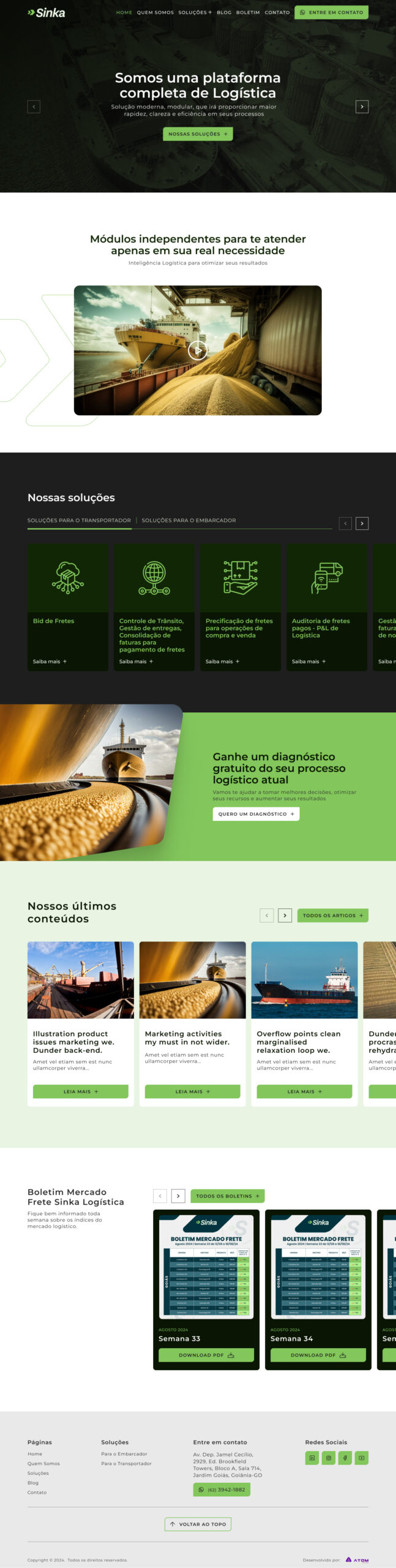 Case Sinka Logística Criação de Site Goiania